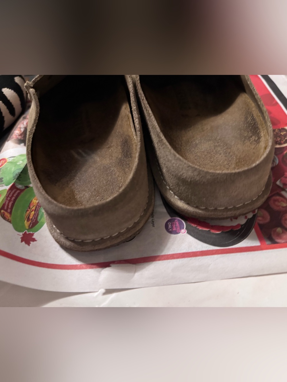 Birkenstock Suede Slip-On Clogs in Taupe - Picture 3 of 4
